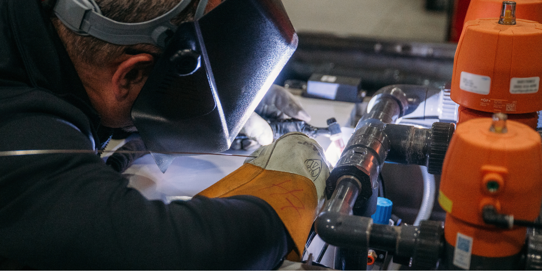 cejco fabrication employee making a custom fabricated unit  for an industrial plant.